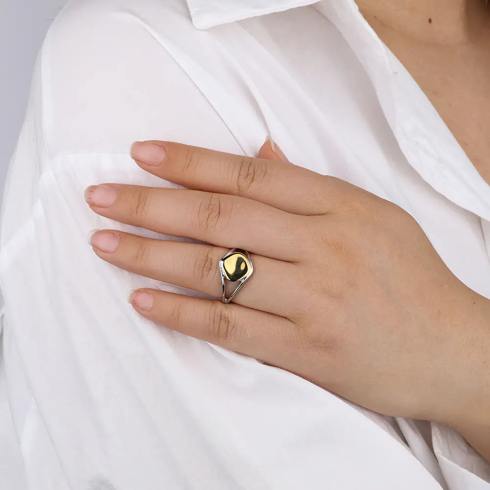 Adjustable Stainless Steel Geometric Wire Line Ring