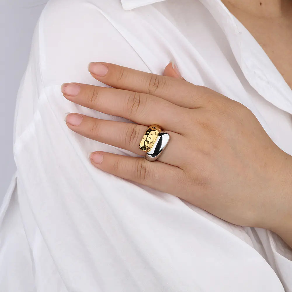 Hammered Snake Stainless Steel Ring