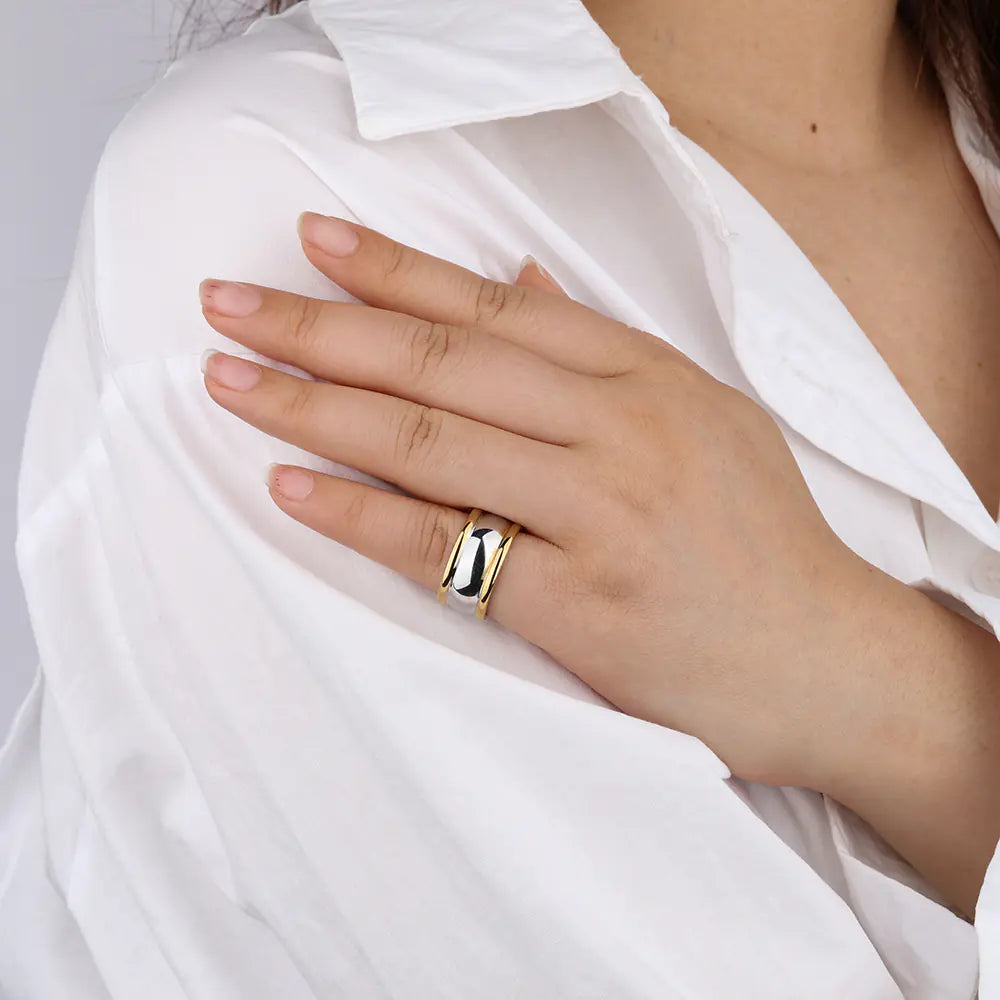 10.8MM Stainless Steel Two-Color Ring