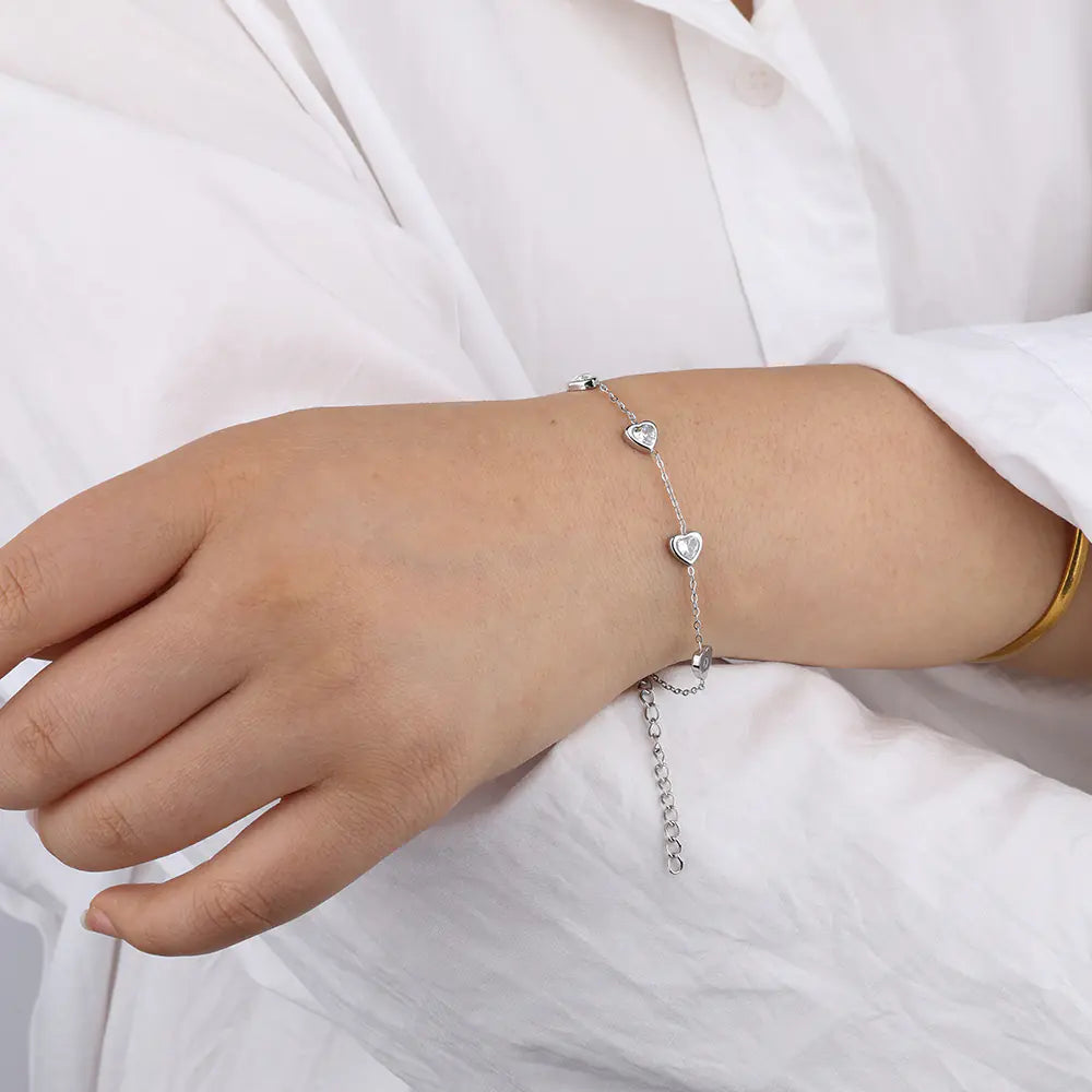 Tarnish Free Stainless Steel Love Heart Shape Bracelet