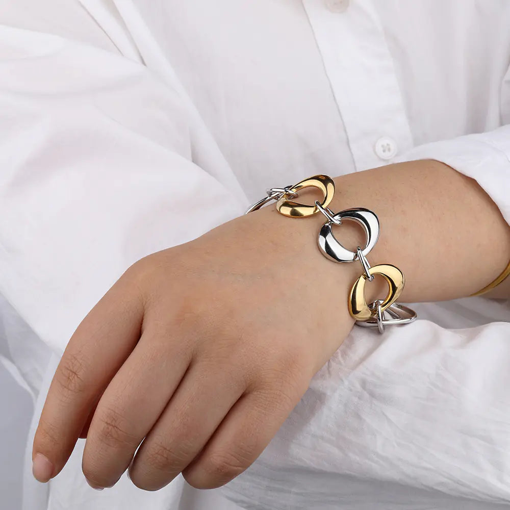 Stainless Steel 2 Tone Multi Twisted Wire Link Bracelet
