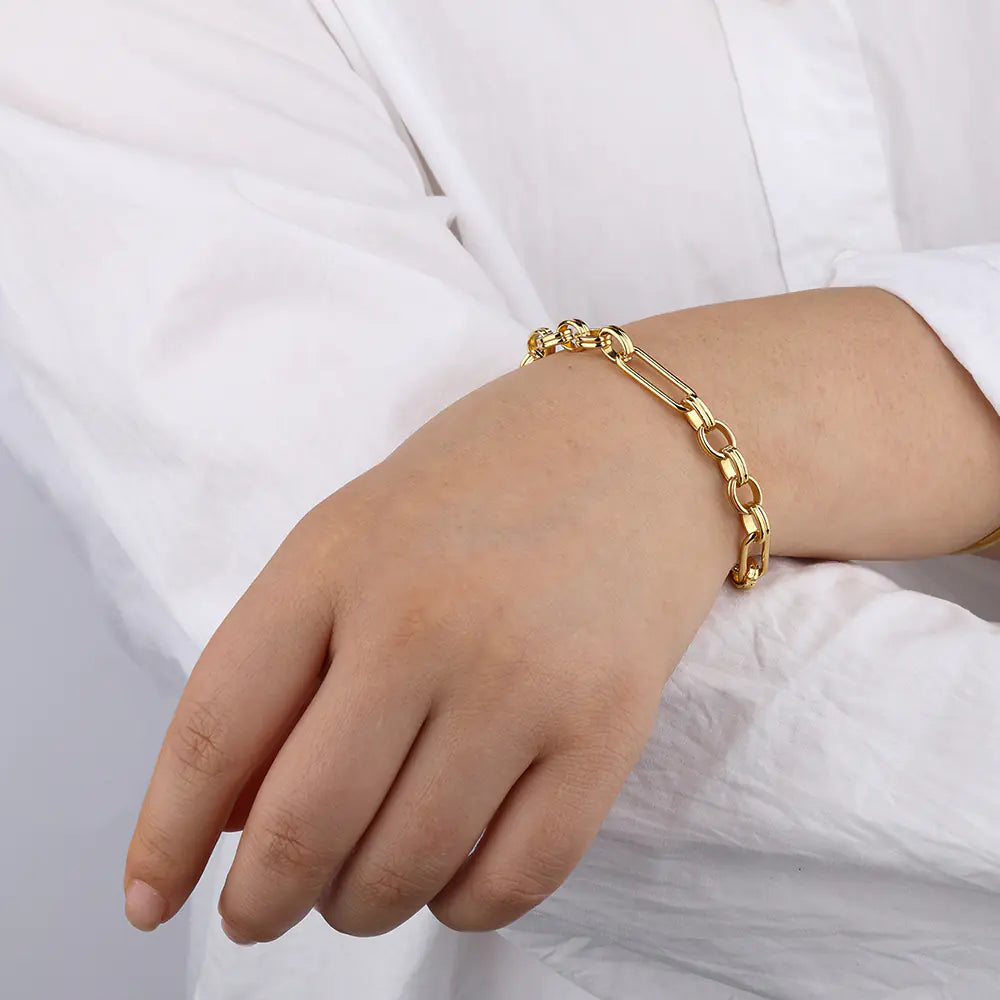 Gold Stainless Steel Circle Bracelet