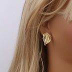 Fashionable Cute Leaf Shape Earrings Stainless Steel