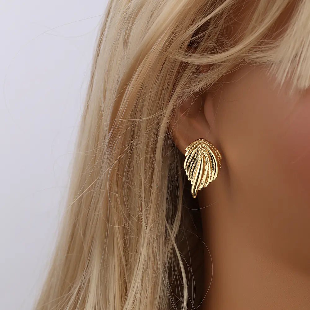 Fashionable Cute Leaf Shape Earrings Stainless Steel