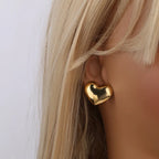 Flat Heart Stainless Steel Earrings For Women And Men