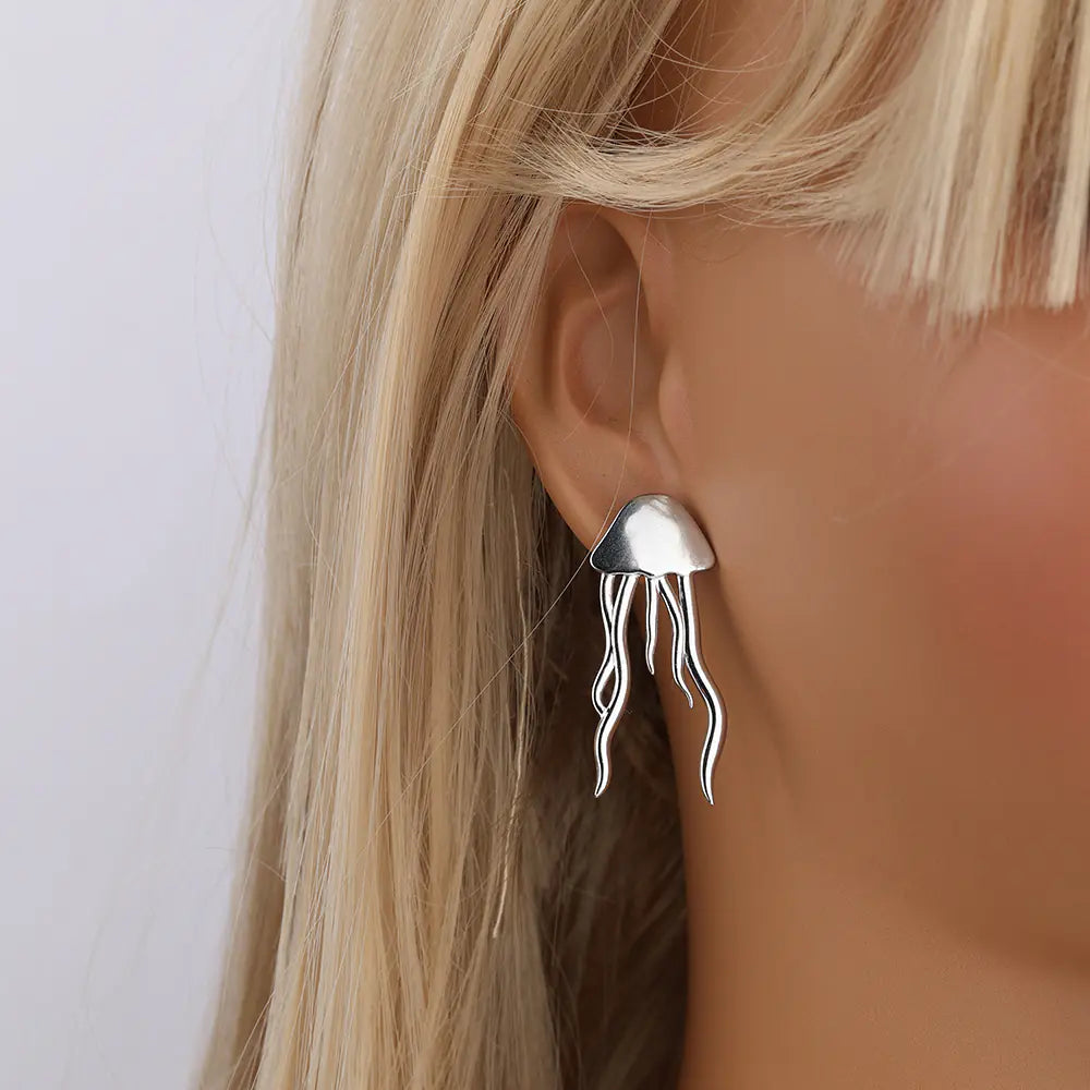 Stylish Stainless Steel Waterproof Jellyfish Coral Earrings