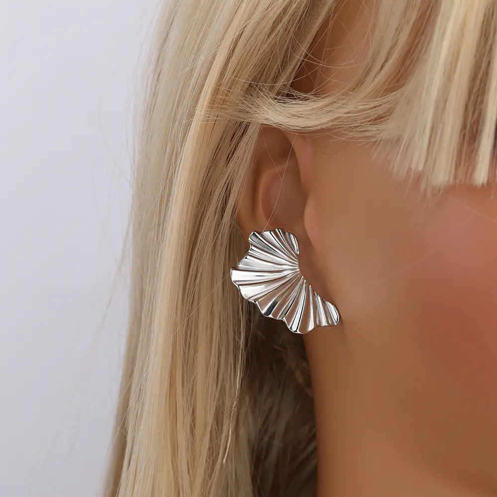 Stainless Steel Wrinkle Texture Bowknot Jewelry Dainty Earrings