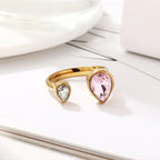 Stainless Steel Water Drop Rhinestones One Size Rings