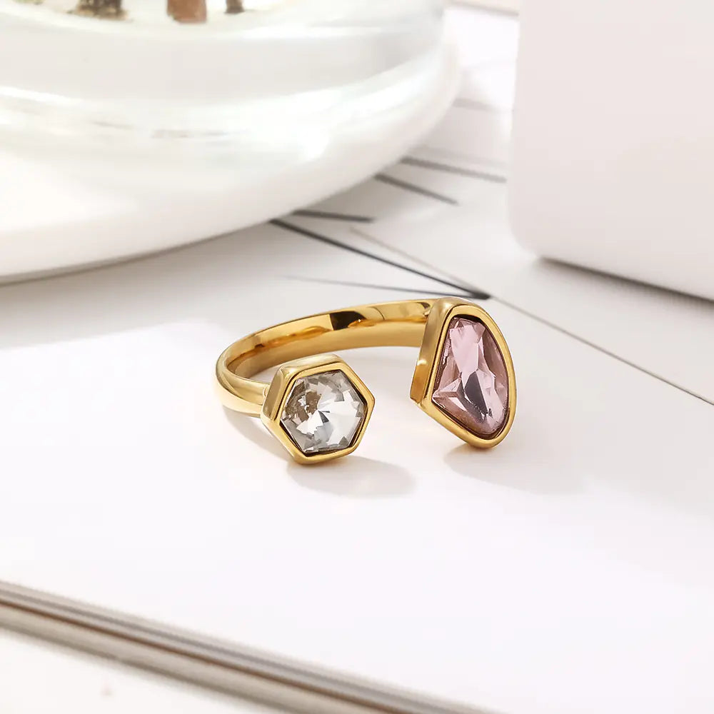 Gold Plated Irregular Shape Stainless Steel Open Rings