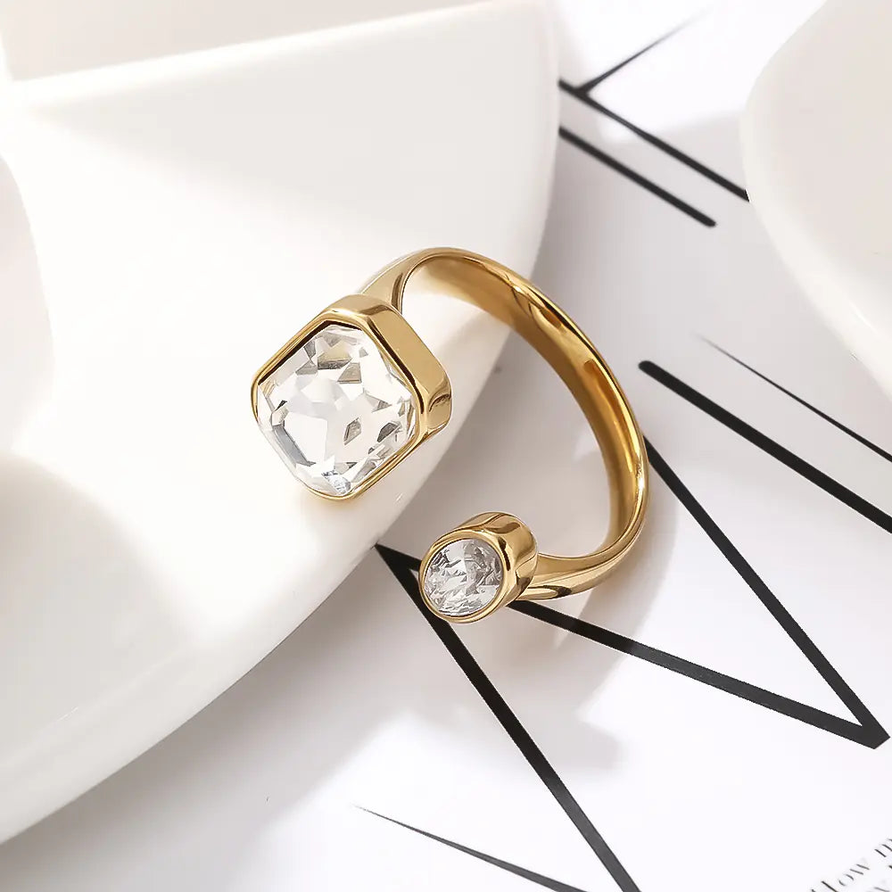 Stainless steel Square Stone One Size Rings