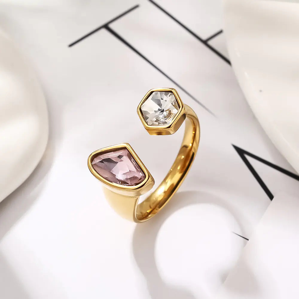 Gold Plated Irregular Shape Stainless Steel Open Rings