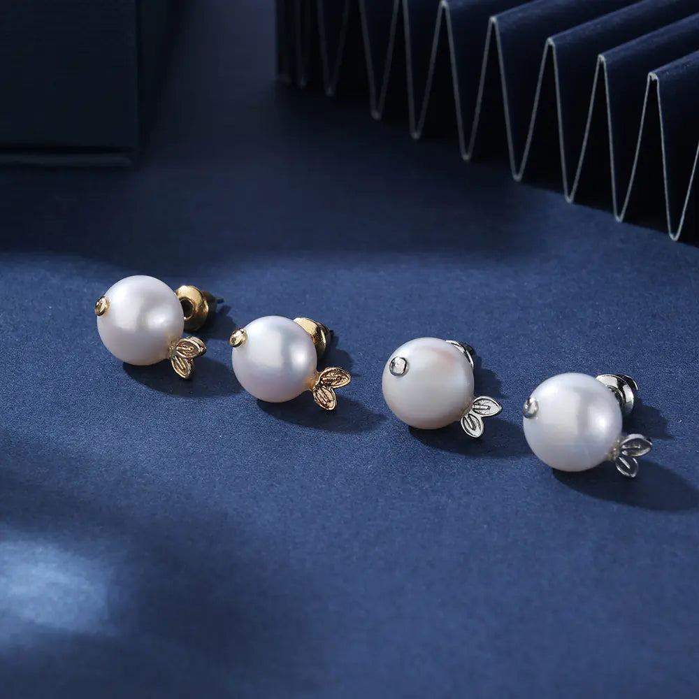 Hot Brass Pearl Fish Stud Earrings