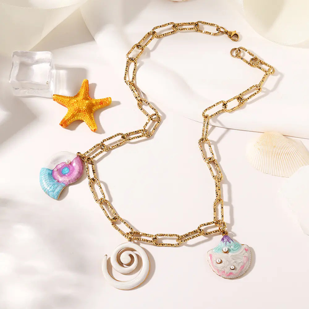 Stainless Steel Ocean Shell Conch Necklace