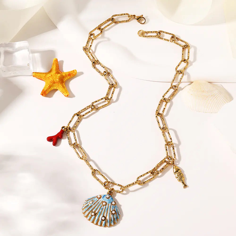 Sea Shell Anti Water Stainless Steel Necklace