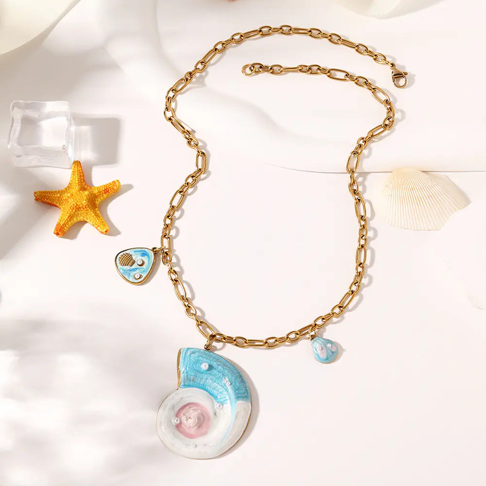Ocean Conch Design Stainless Steel Necklace
