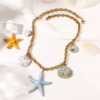 Blue Seastar Design Stainless Steel Necklace