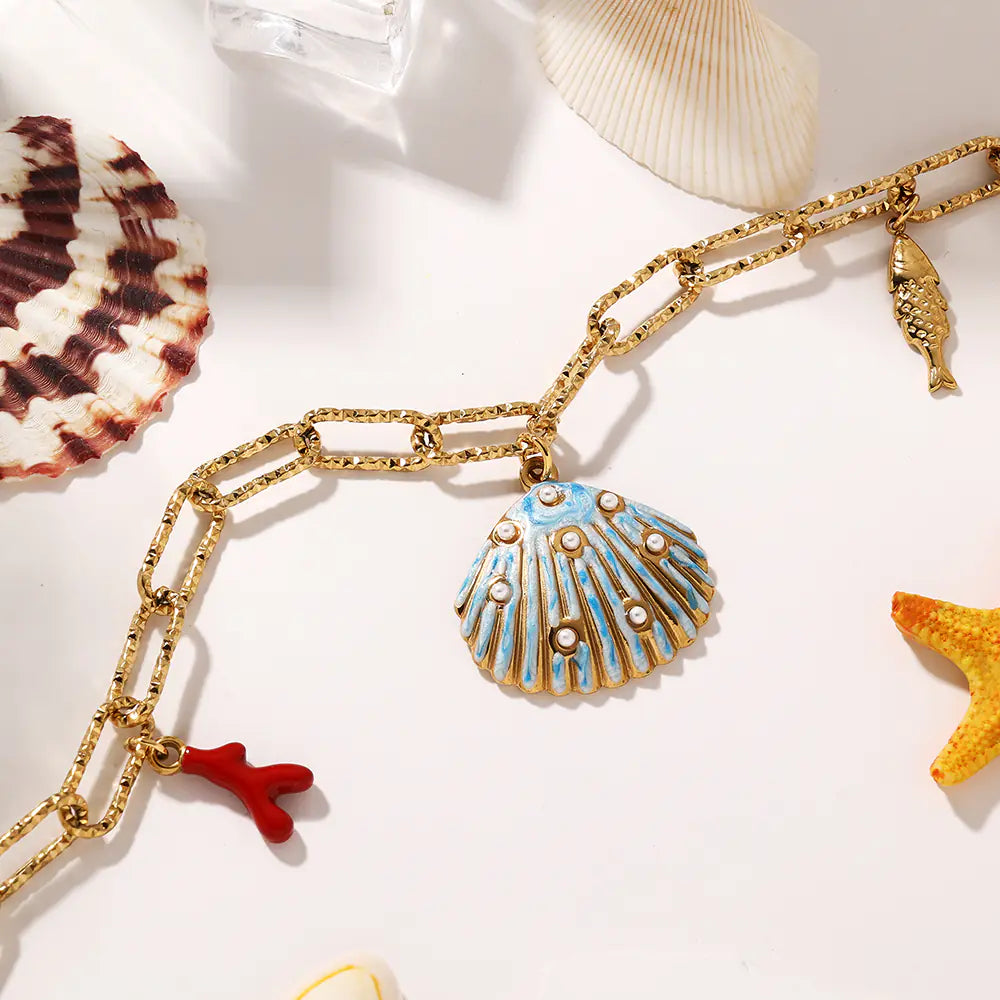 Sea Shell Anti Water Stainless Steel Necklace