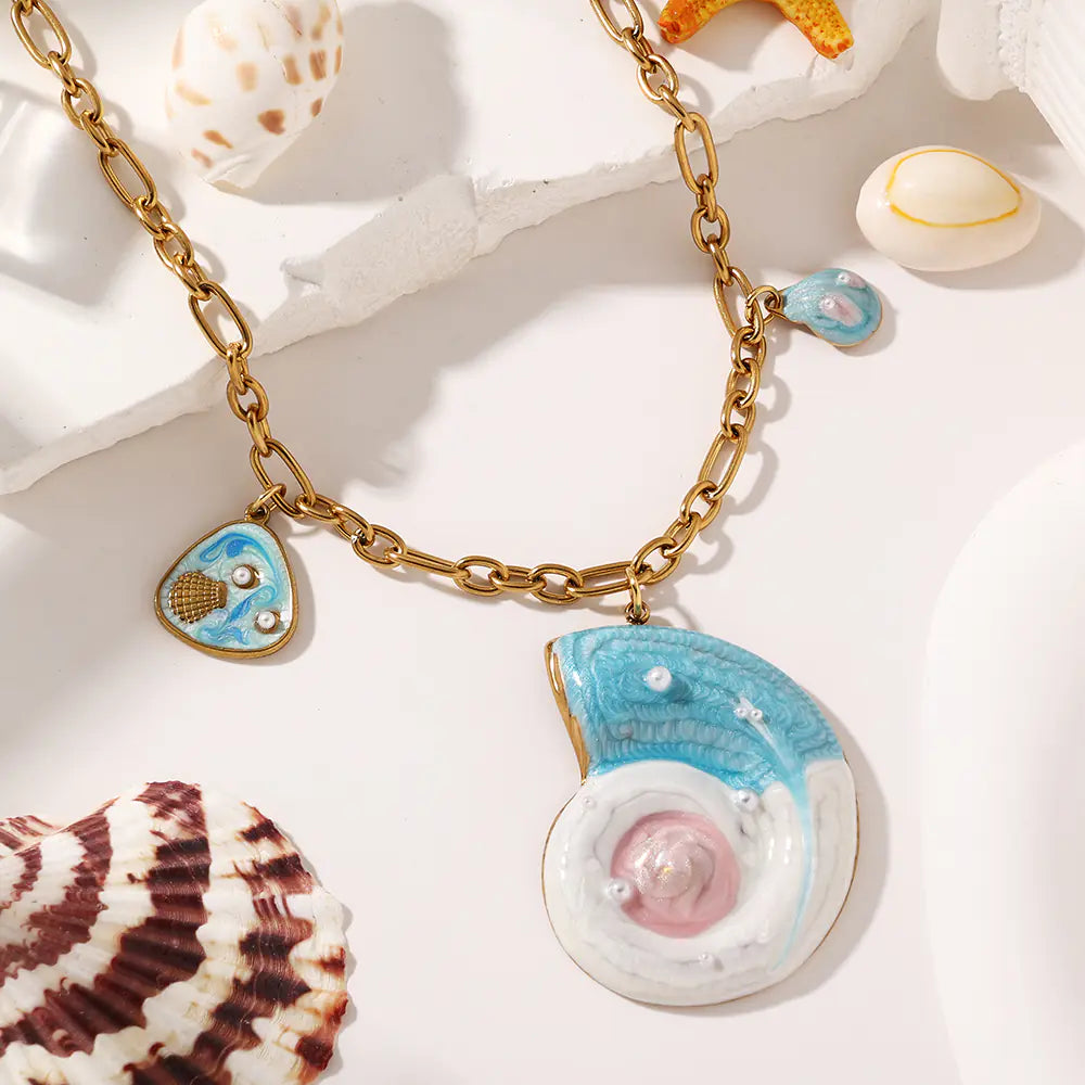 Ocean Conch Design Stainless Steel Necklace