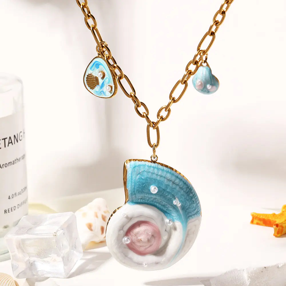 Ocean Conch Design Stainless Steel Necklace