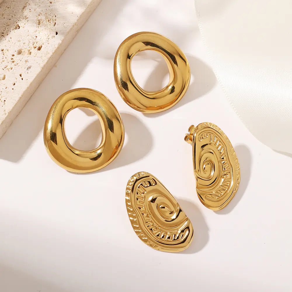 Ocean Style Stainless Steel Hypoallergenic Spiral Earrings