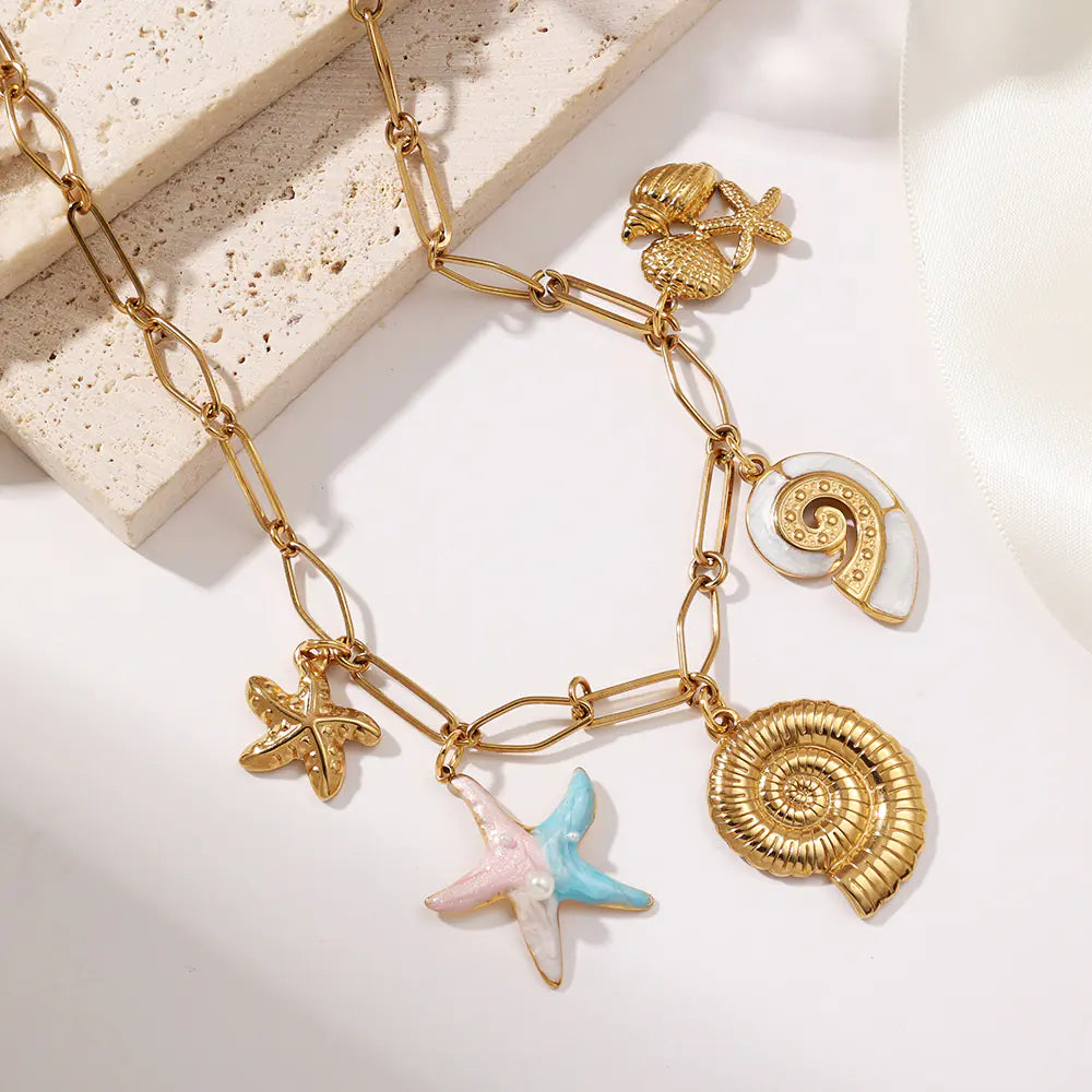 18k Gold-plated Stainless Steel Shell Necklace