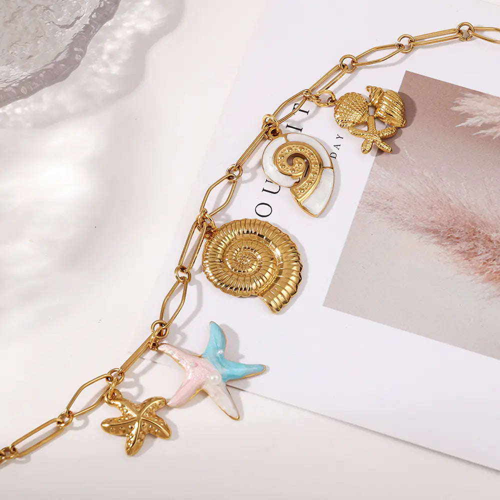 18k Gold-plated Stainless Steel Shell Necklace