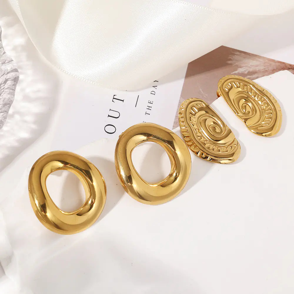 Ocean Style Stainless Steel Hypoallergenic Spiral Earrings
