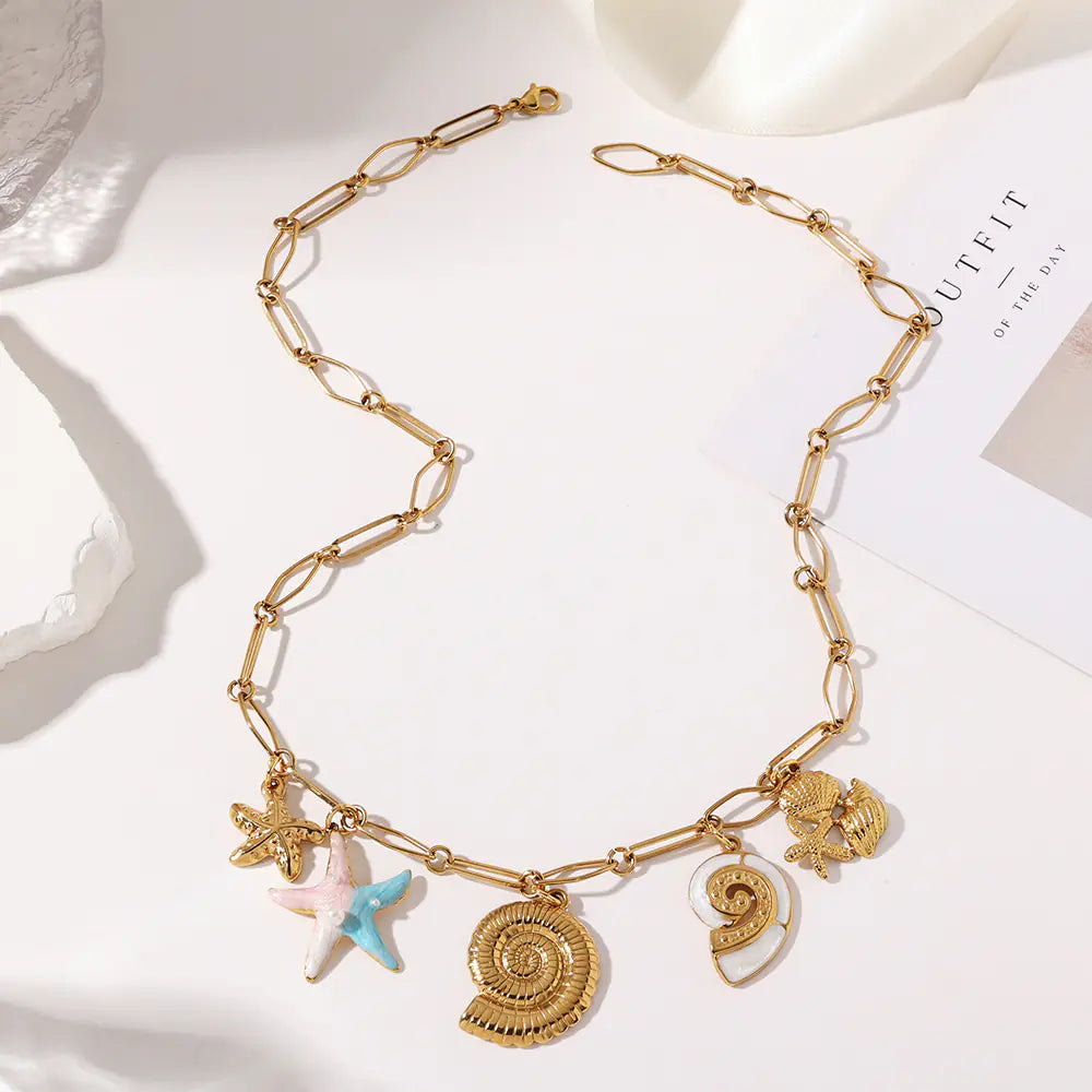 18k Gold-plated Stainless Steel Shell Necklace