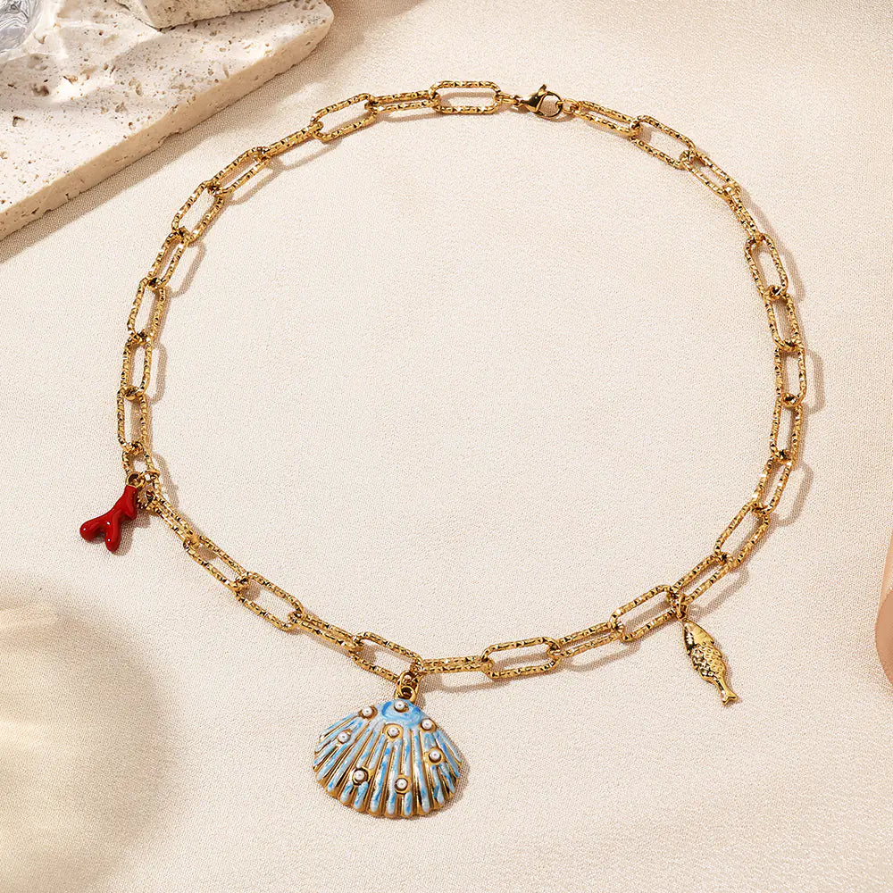 Sea Shell Anti Water Stainless Steel Necklace