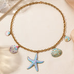 Blue Seastar Design Stainless Steel Necklace
