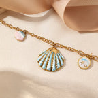 Stainless Steel Green Shell Ocean Series Design Necklace