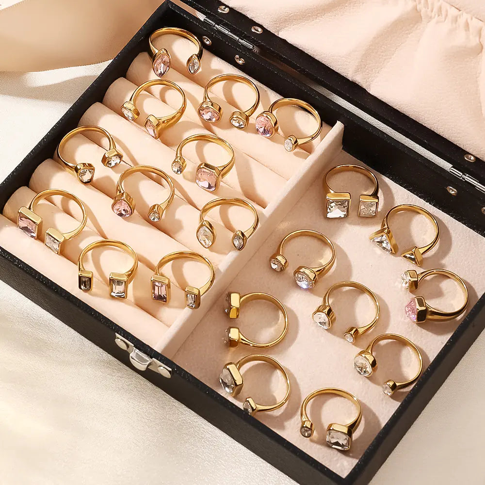Stainless steel Square Stone One Size Rings