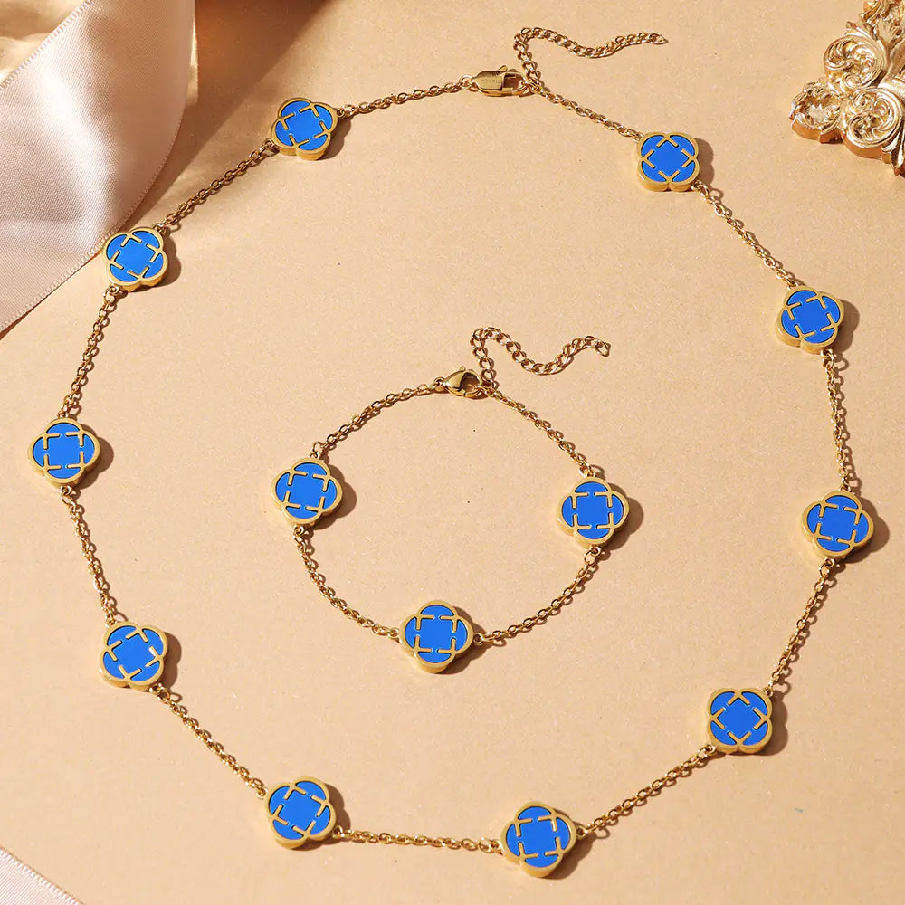 Blue Clover Stainless Steel Bracelet