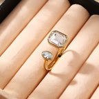 Stainless steel Square Stone One Size Rings