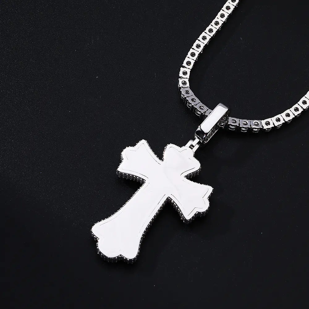 Multi Cutting Colorful Diamond Cross Charm Pendant