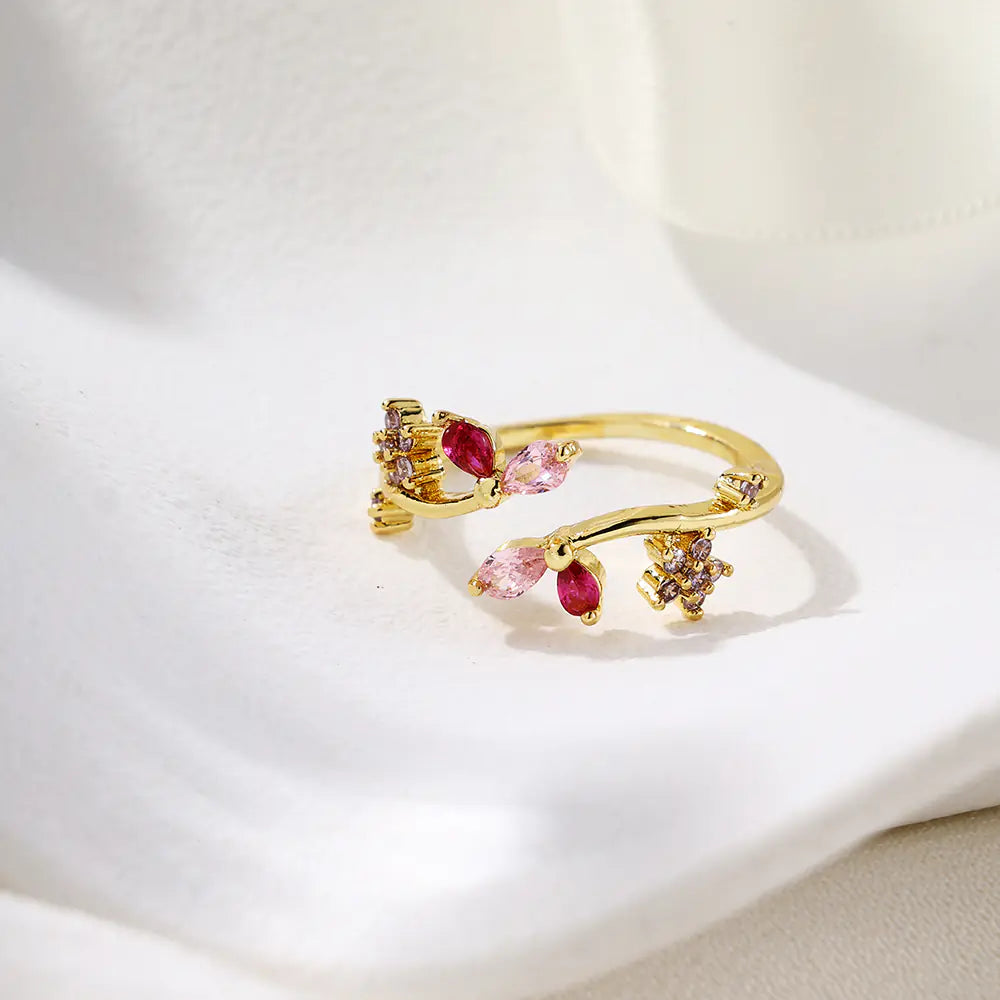 Opening Brass Material Zircon Rings