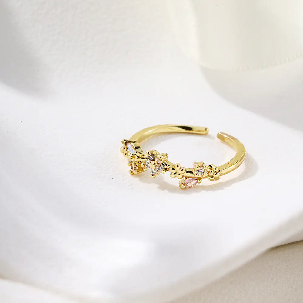 Brass Colored CZ Adjustable Rings