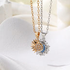 New Fashion Brass CZ Sun Moon Pendant Necklaces
