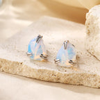 925 Sterling Silver Irregular Fire Opal Earrings