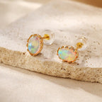 S925 Egg Shape Design Opal Earrings Supplier