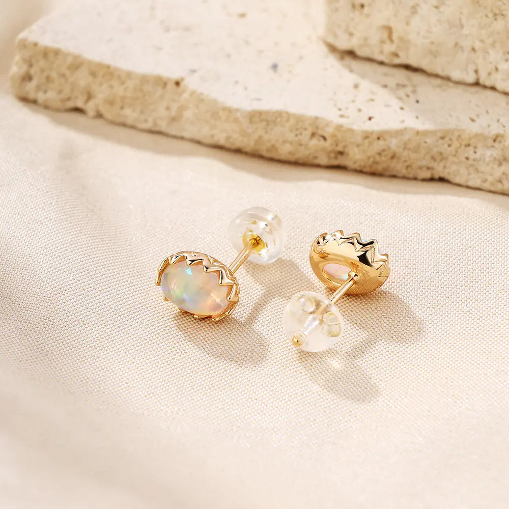S925 Egg Shape Design Opal Earrings Supplier