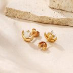 S925 Moon Design Opal Vintage Earrings