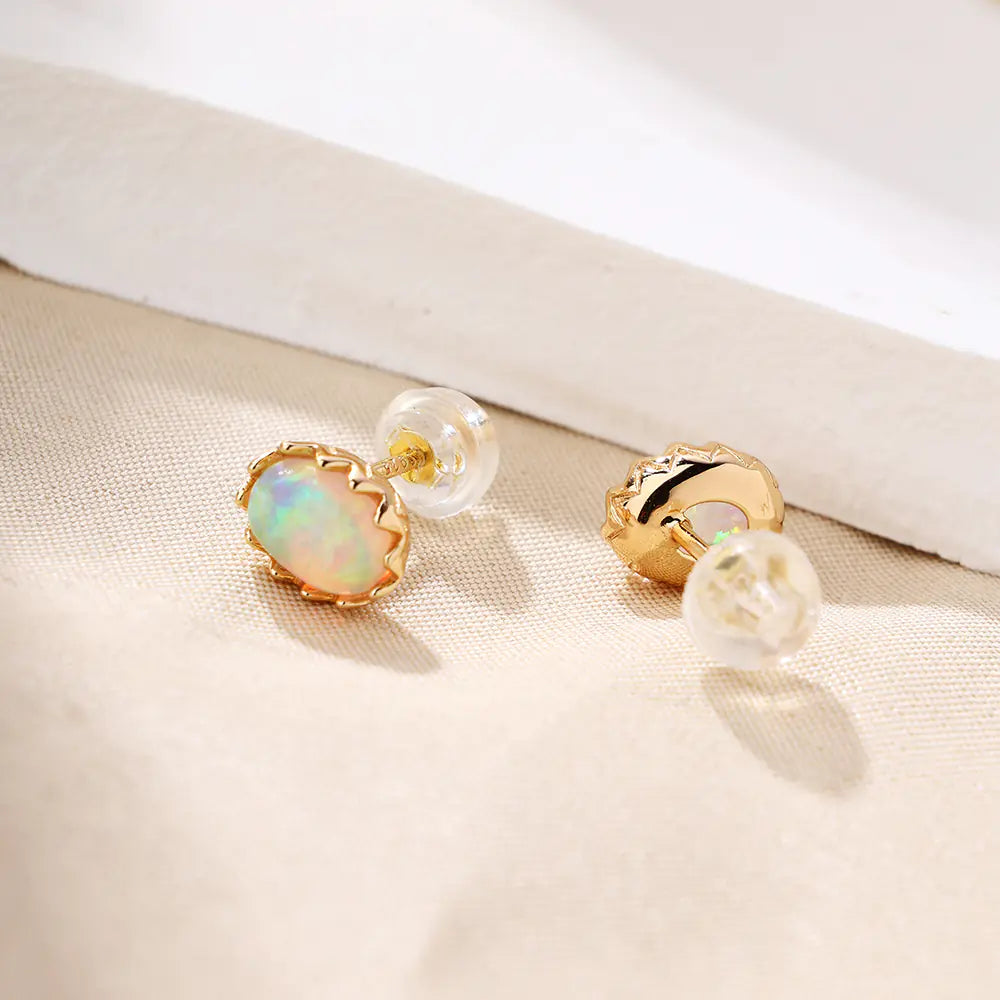 S925 Egg Shape Design Opal Earrings Supplier