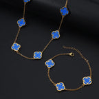 Trendy Vintage Blue Lucky Flower Charm Chain