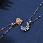 New Fashion Brass CZ Sun Moon Pendant Necklaces