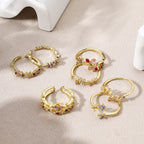 New Arrival Flower Brass CZ Opening Rings