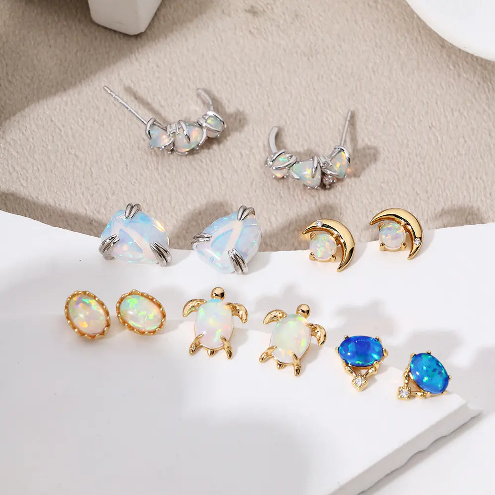 S925 Blue Opal Vintage Earrings Available