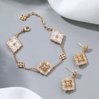 Vintage Brass Cz Chunky Flower Stud Earrings