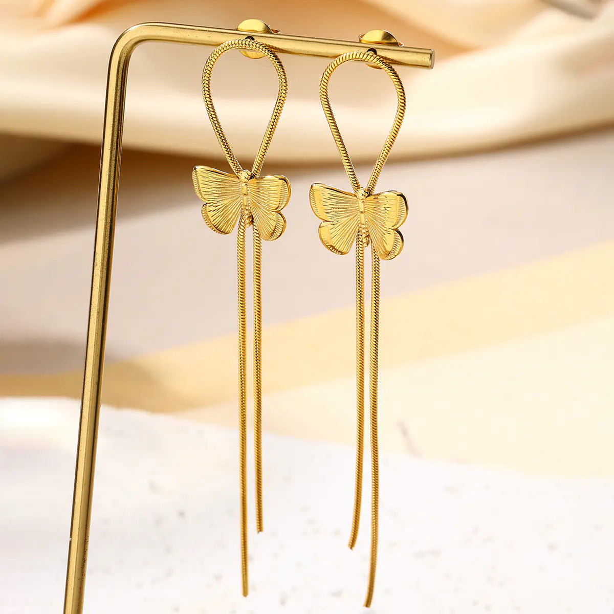18k Gold Plated Stainless Steel Butterfly Earrings
