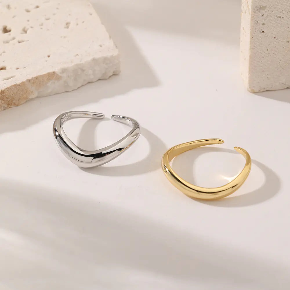 Plain Sterling 925 Silver Adjustable Gold Rings